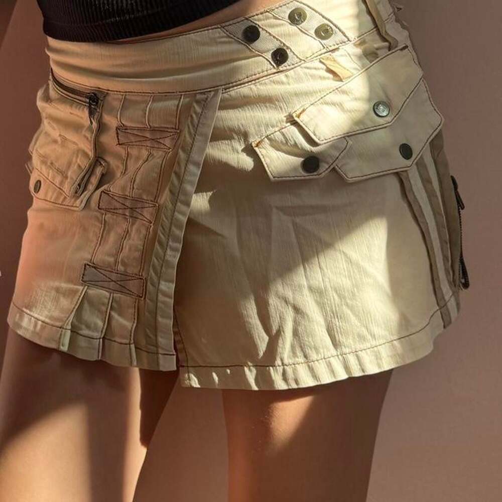 SOLD

Närv Y2K Low Rise Cargo Utility Mini Skirt Size 26 Beige